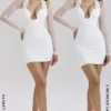 Holly White Plunge Mini Dress