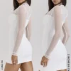 Holly White Plunge Mini Dress