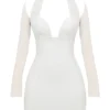 Holly White Plunge Mini Dress
