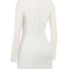 Holly White Plunge Mini Dress