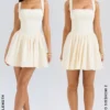 Honor Buttermilk Ribbon Detailed Mini Dress