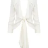 Hope White Draped Tie Front Shirt