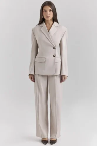 Hayden Beige High Waist Tailored Trousers