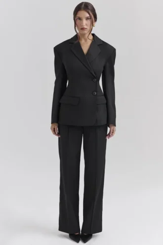 Hayden Black Wide Leg High Waist Tailored Trousers