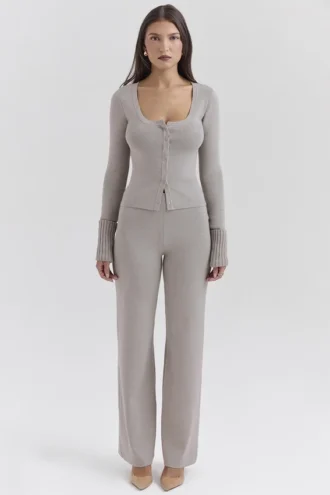 Hunter Grey Cashmere Straight Leg Trousers