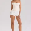 Idella Cream Satin Lace Trim Corset Top