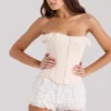 Idella Cream Satin Lace Trim Corset Top