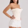 Idella Cream Satin Lace Trim Corset Top