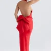 Ilaria Red Bow Halter Dress