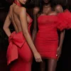Ilaria Red Bow Halter Dress