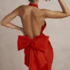 Ilaria Red Bow Halter Dress