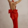 Ilaria Red Bow Halter Dress