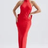Ilaria Red Bow Halter Dress