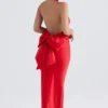 Ilaria Red Bow Halter Dress
