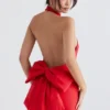 Ilaria Red Bow Halter Dress