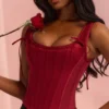 Iman Wine Satin Corset Top