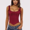 Iman Wine Satin Corset Top