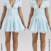 Imani Delicate Blue Satin Pleated Mini Dress