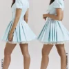 Imani Delicate Blue Satin Pleated Mini Dress