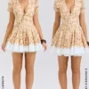 Imani Honeyflower Print Pleated Cotton Mini Dress
