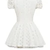 Imani White Pleated Broderie Anglais Mini Dress