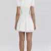 Imani White Pleated Cotton Mini Dress