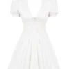 Imani White Pleated Cotton Mini Dress