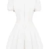Imani White Pleated Cotton Mini Dress
