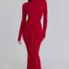 Imogen Scarlet Red Hip Drape Maxi Dress