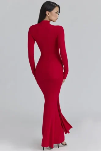 Imogen Scarlet Red Hip Drape Maxi Dress