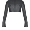 Ione Black Vegan Leather Cropped Top