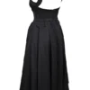 Isabeau Black Textured Satin Corset Midi Dress