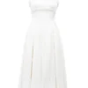Isabeau Ivory Textured Satin Corset Midi Dress