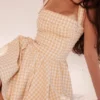 Isadora Gingerbread Gingham Mini Dress