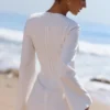 Isha White Bell Sleeve Cotton Mini Dress