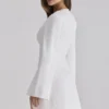 Isha White Bell Sleeve Cotton Mini Dress