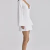 Isha White Bell Sleeve Cotton Mini Dress