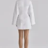 Isha White Bell Sleeve Cotton Mini Dress