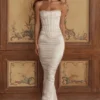 Isis Ivory Satin Corset Maxi Dress