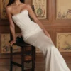 Isis Ivory Satin Corset Maxi Dress