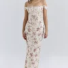 Isis Vintage Cream Floral Print Corset Maxi Dress