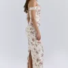 Isis Vintage Cream Floral Print Corset Maxi Dress