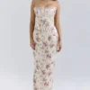 Isis Vintage Cream Floral Print Corset Maxi Dress