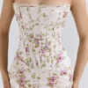 Isis Vintage Cream Floral Print Corset Maxi Dress