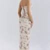 Isis Vintage Cream Floral Print Corset Maxi Dress