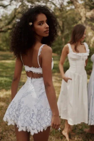 Isla Bluebell Scallop Lace Broderie Anglais Mini Sundress