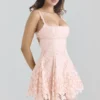 Isla Peach Scallop Lace Broderie Anglaise Mini Dress