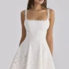 Isla White Custom Lace Broderie Anglaise Mini Dress