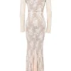 Isoline Peach Lace Maxi Dress