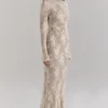 Isoline Peach Lace Maxi Dress